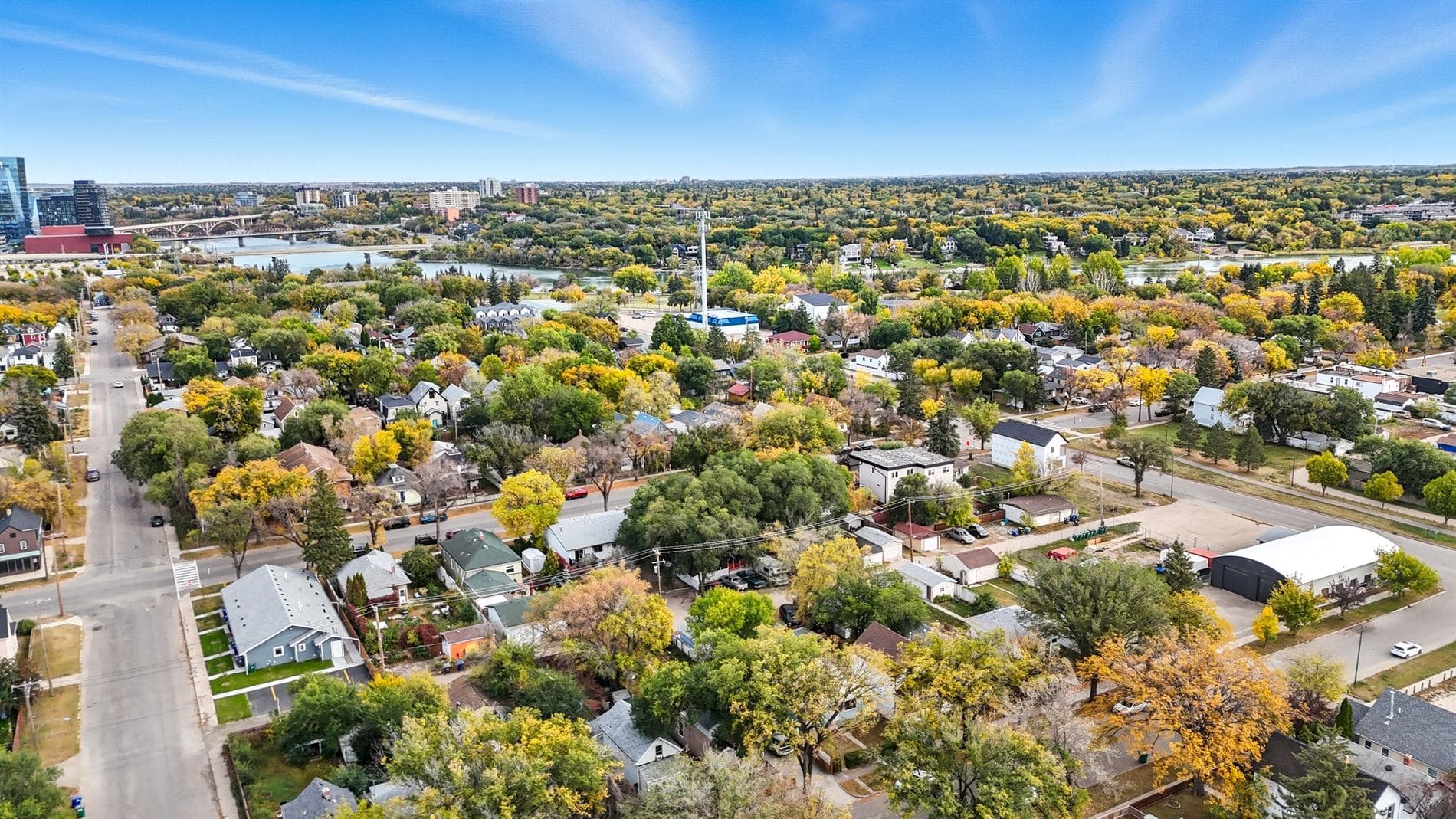Calgary drone real estate media - aerial neighbourhood view for listing launches
