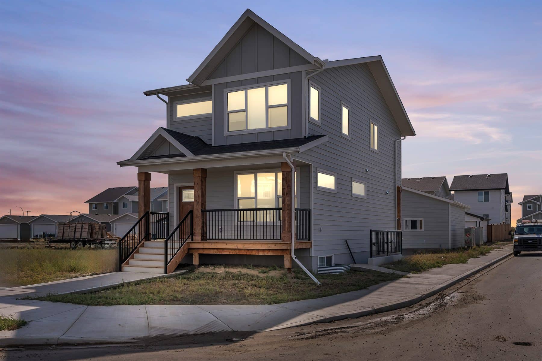 Calgary twilight real estate photography - exterior listing hero image